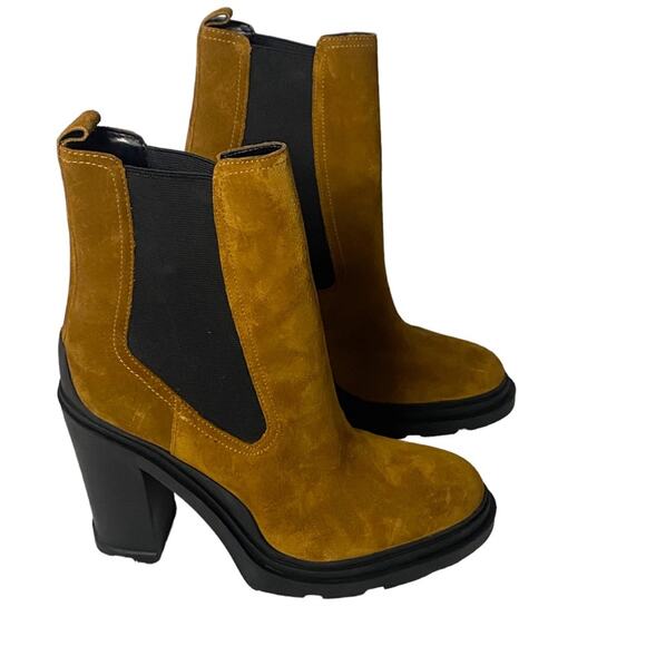 NWOT Marc Fisher 8.5 Ramio Ankle Boots Dark Natural Chelsea Leather Bootie - Picture 3 of 13